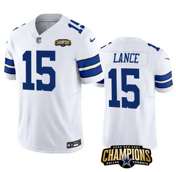 Men & Women & Youth Dallas Cowboys #15 Trey Lance White 2023 F.U.S.E. NFC East Champions Patch Stitched Jersey,We sell and wholesale Men & Women & Youth Dallas Cowboys #15 Trey Lance White 2023 F.U.S.E. NFC East Champions Patch Stitched Jersey on line form chian!